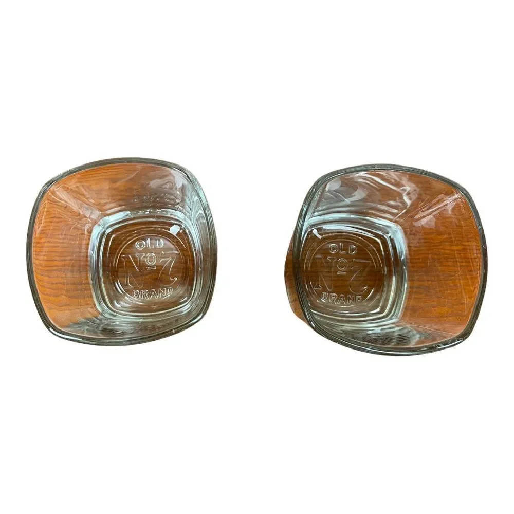 JACK DANIELS Whiskey SQUARE ROCKS Lowball Glasses Old No. 7 logo Set Of 2